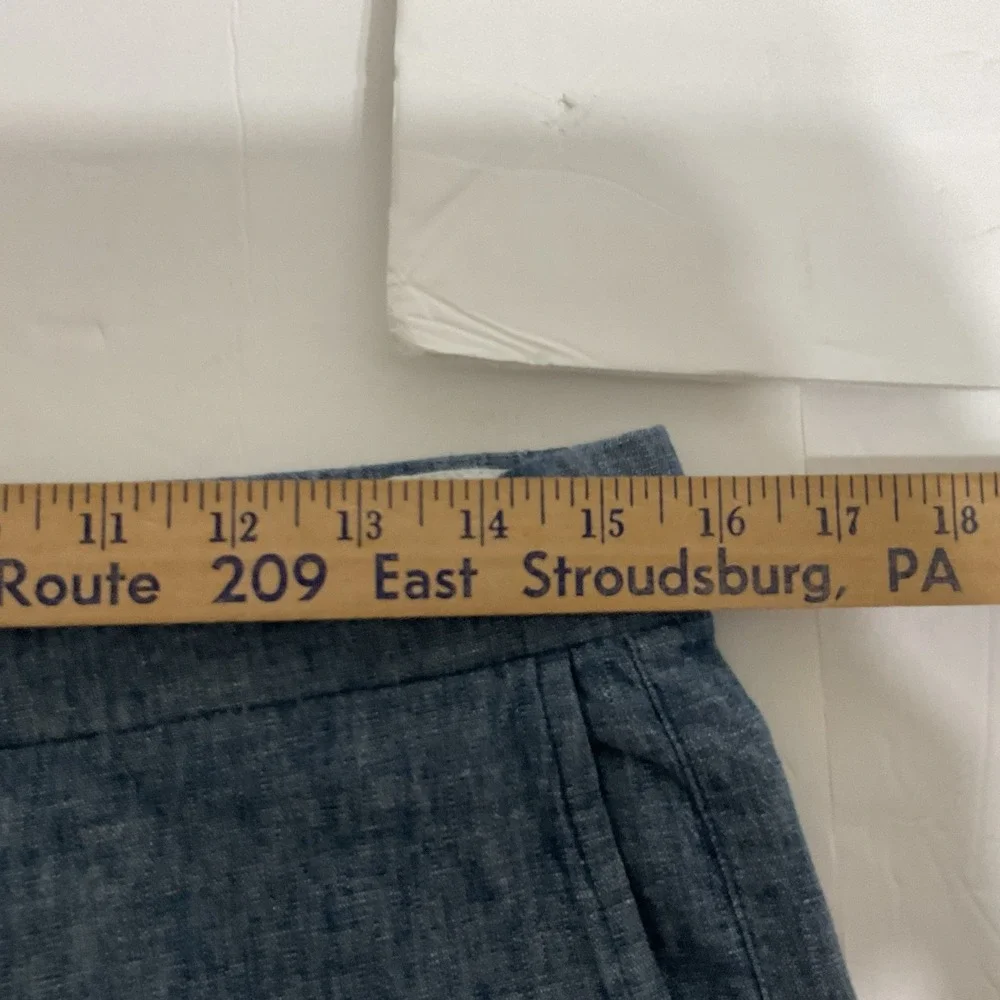 Old Navy Straight Linen Blend Pants Blue Preppy Beach Loose Fit Sz M